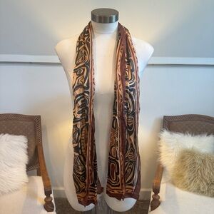 Vintage 90s Brown and Black Patterned Scarf